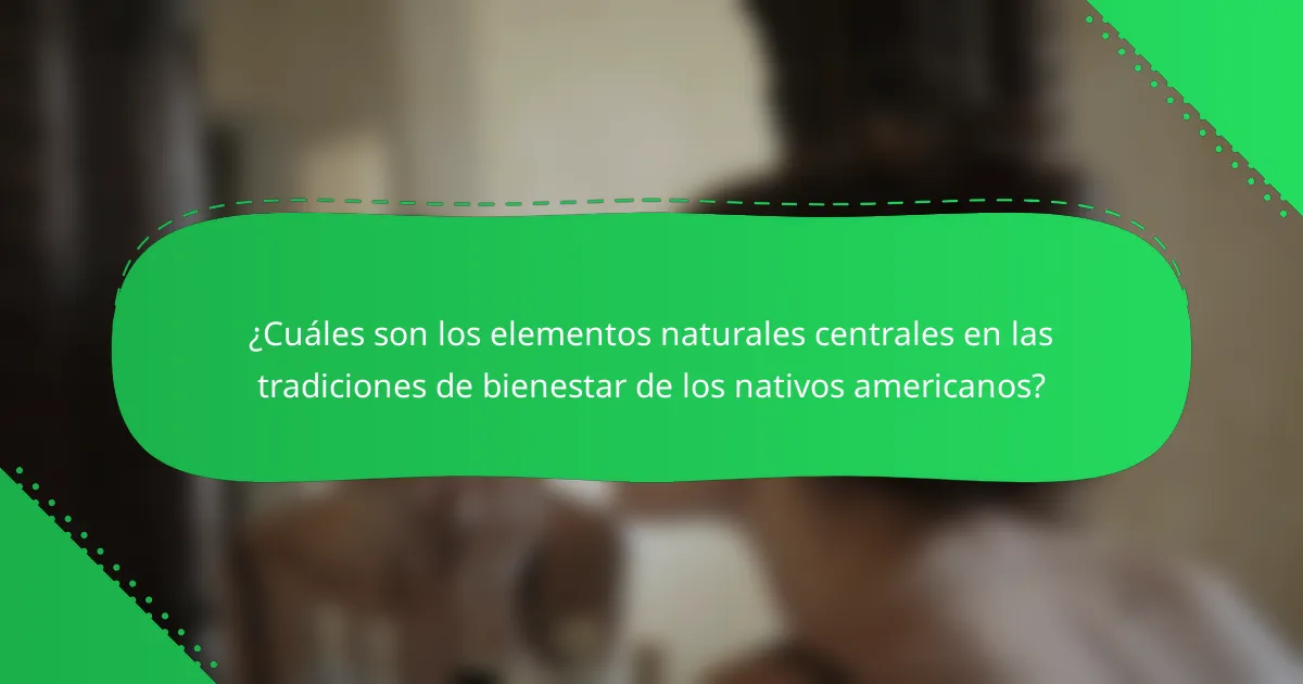 ¿Cuáles son los elementos naturales centrales en las tradiciones de bienestar de los nativos americanos?