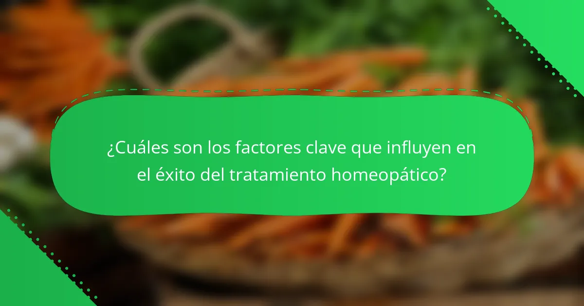 ¿Cuáles son los factores clave que influyen en el éxito del tratamiento homeopático?
