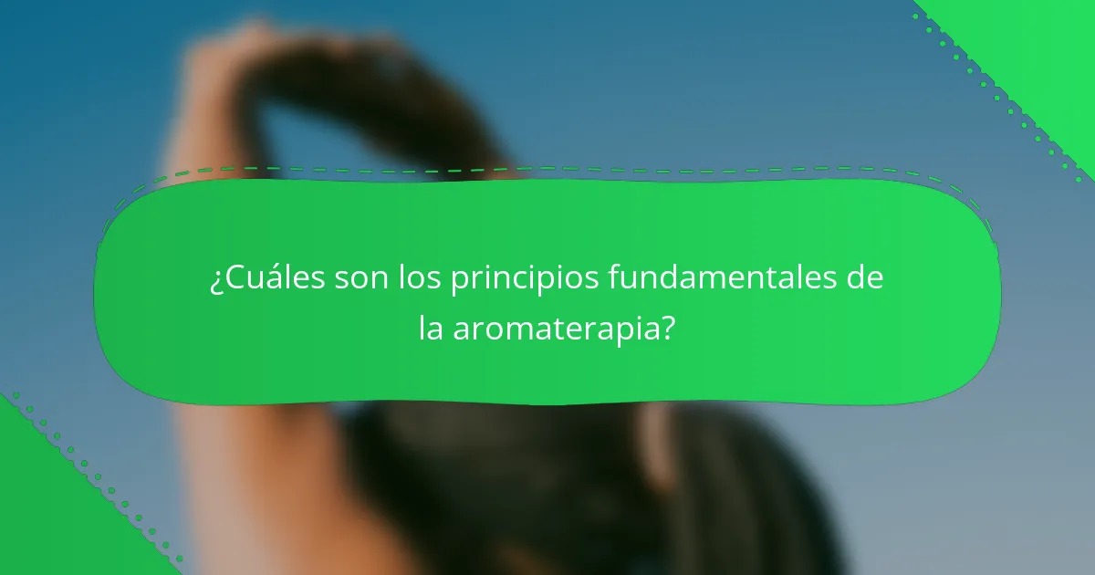 ¿Cuáles son los principios fundamentales de la aromaterapia?