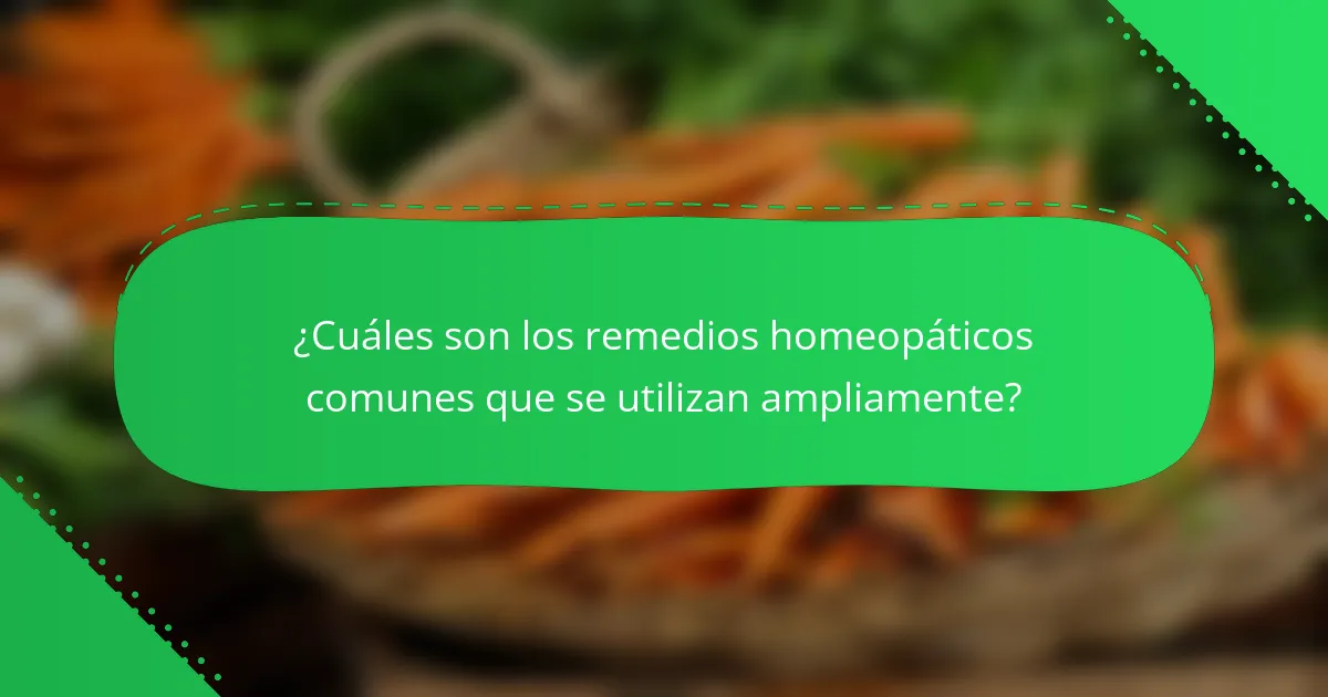 ¿Cuáles son los remedios homeopáticos comunes que se utilizan ampliamente?